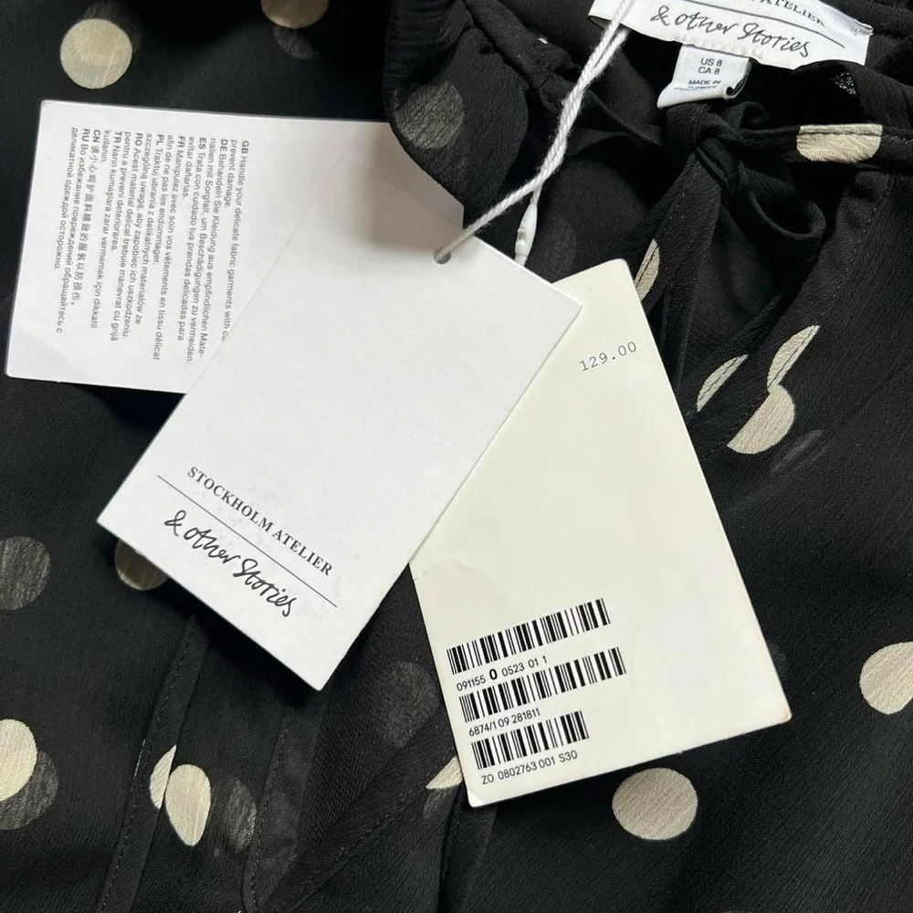 & Other Stories Black Polka Dot Dress - Picture 4 of 8